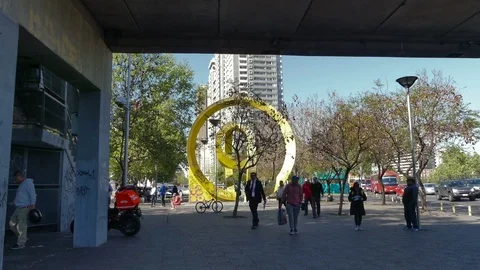 View from under a catwalk Stock Footage 97861697