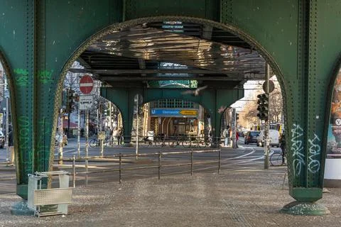 View under an elevated U-Bahn bridge at Eberswalder Strae station in Berlin, Stock Photos