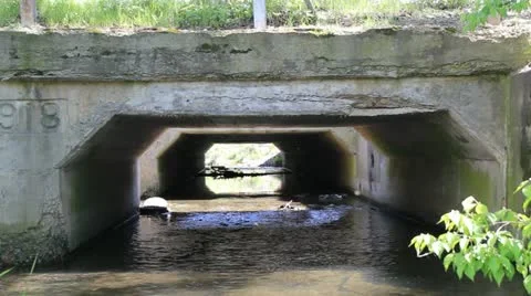 View under an old bridge showing when it was built in 1918 Video stock 10874369