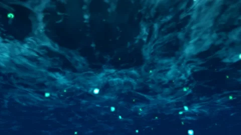 View from under the water. Surface of the water ripples. Stockbeeldmateriaal 131606779