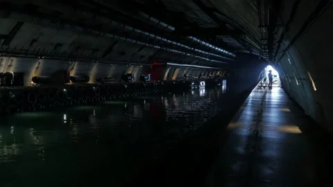 View from underground of Naval museum complex Balaklava, Crimea Stock Footage 160109404