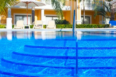 View of the underwater part of the pool Stock Photos