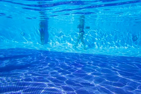 View of the underwater part of the pool Stock Photos