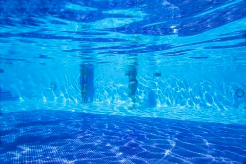 View of the underwater part of the pool Stock Photos