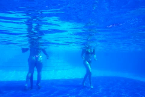 View of the underwater part of the pool Stock Photos