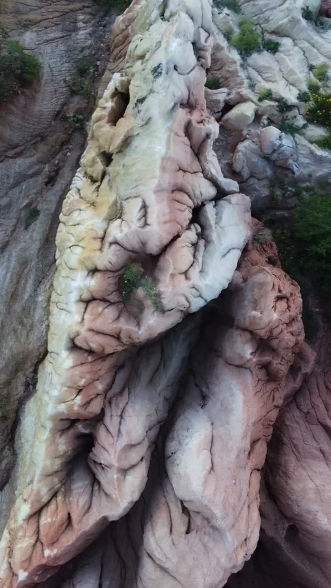 View of unique geometric clay formations and chalky spires in Kazakhstan Stock Footage 338129226