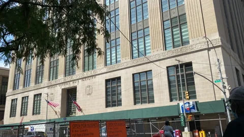 View of United States Parcel Post Building on 9th Ave in Lower Manhattan Stock Footage 145015387