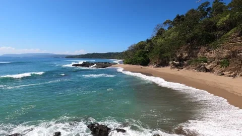 View of untouched Playa Cocalito Beach, Puntarenas, Costa Rica Stock Footage 169668995
