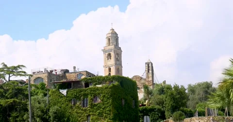 View of the upper area of Bussana Vecchia, Liguria, Italy Stock Footage 214007579