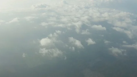 View of upper atmosphere with clouds, view of the earth, altitude 10 000 Video stock 119640423