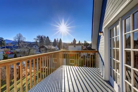View from the upper deck of craftsman home Stock Photos
