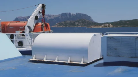 View of the upper deck of the ferry sailing to reach Sardinia. Especially the 動画素材 136027844