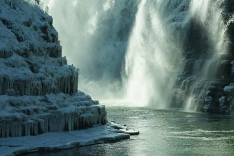A view of the upper fall atLetchworth State Park. Stock Photos