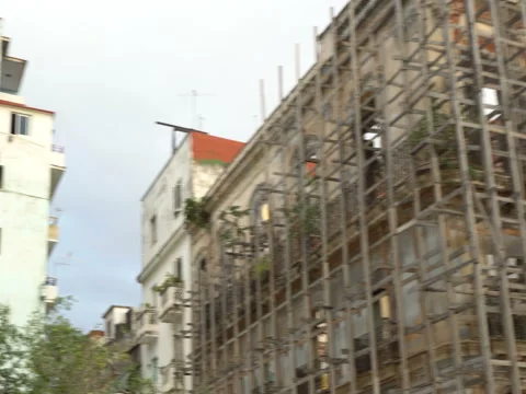 View to upper floors of high-rise colonial buildings in Havana Stock Footage 71142471