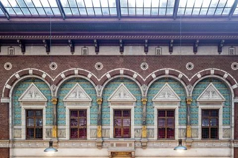 View of the upper level facade of the Grand Hall in the Copenhagen City Hall Stock Photos