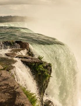View of upper Niagara river falls down to niagara falls from top Stock Photos