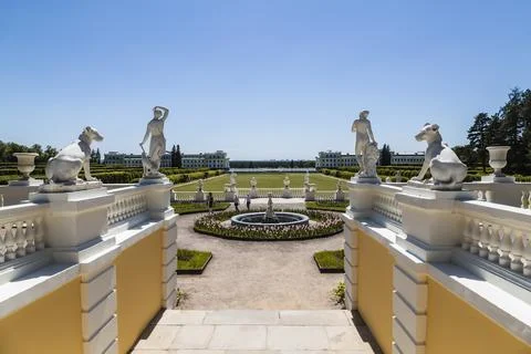 View from the upper terrace to the lower one Stock Photos
