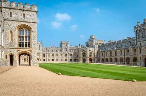 View of Upper Ward (Quadrangle) in Medieval Windsor Castle Foto stock