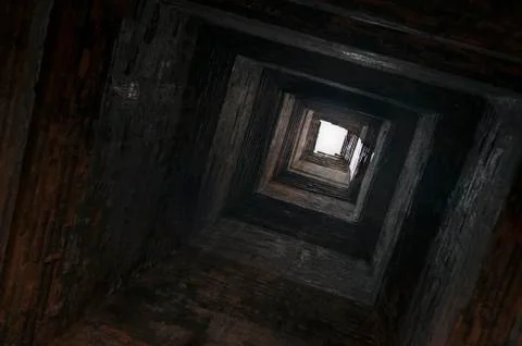 A view upwards inside the tower. Foto stock