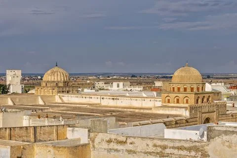 View of the Uqba Mosque, another name The Great Mosque of Kairouan Stock Photos