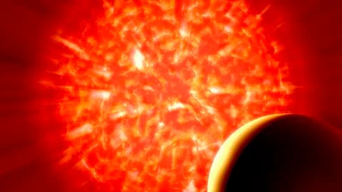 View from Uranus if our Sun were replaced by VY Canis Majoris. イラスト素材