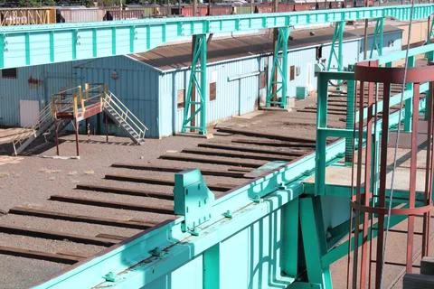 View of urban train yard Foto stock