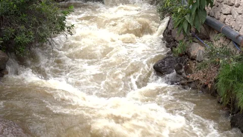 View of the Urubamba River flowing through the Sacred Valley Stock Footage 329627075