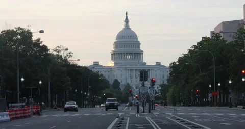 A view of the US Capitol building in the early morning hours Stock Footage 136334020
