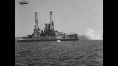 View of USS battleship Alabama Stock Footage 43324947