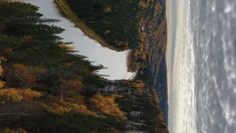 View of the Usva pillars and the river in autumn. Stock Footage 254098469