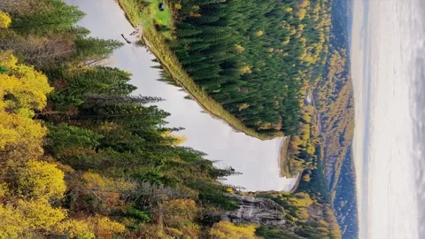 View of the Usva pillars and the river in autumn. Stock Footage 263813504