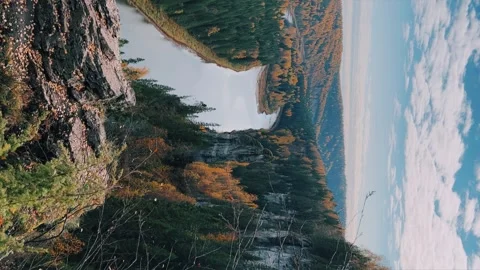 View of the Usva pillars and the river in autumn. Stock Footage 263816116
