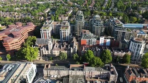 View of Uxbridge Road, Ealing Broadway, West London Stock Footage 261351871