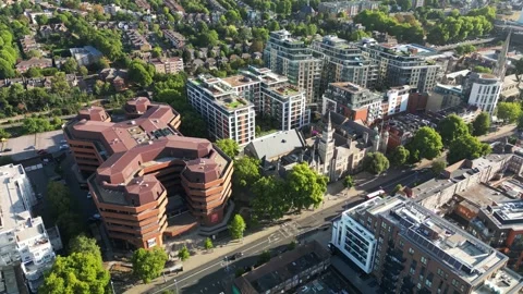 View of Uxbridge Road, Ealing Broadway, West London Stock Footage 261351935