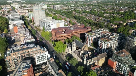 View of Uxbridge Road, Ealing Broadway, West London Stock Footage 261352363