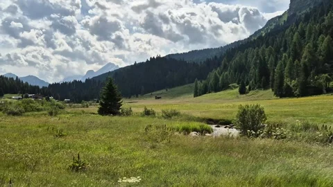 A view of Val Duron near Campitello di Fassa - Val di Fassa - Italy Stock Footage 280354052