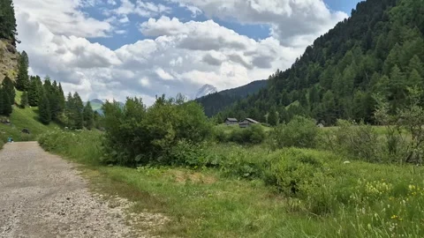 A view of Val Duron near Campitello di Fassa - Val di Fassa - Italy Stock Footage 280354132