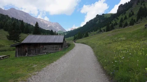 A view of Val Duron near Campitello di Fassa - Val di Fassa - Italy Stock Footage 288012656