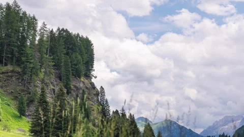 A view of Val Duron near Campitello di Fassa - Val di Fassa - Italy - Timelapse Stock Footage 292991569