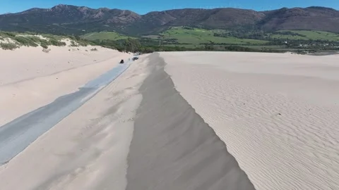 View of the Valdevaqueros dune in Tarifa, Spain Stock Footage 329639059