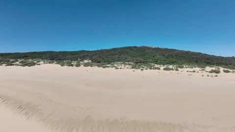 View of the Valdevaqueros dune in Tarifa, Spain Stock Footage 329698258