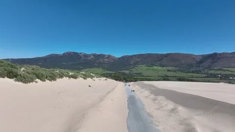 View of the Valdevaqueros dune in Tarifa, Spain Stock Footage 329698284
