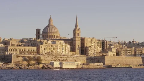 The View On Valletta During Sunset from Sliema, Malta Stock Footage 74631450