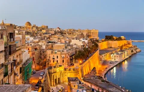View of Valletta in the evening - Malta Stock Photos