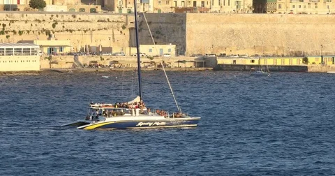 View to Valletta from Sliema in Malta Stock Footage 77862496