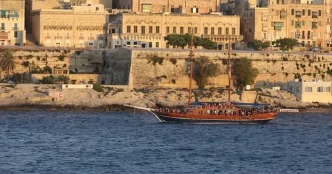 View to Valletta from Sliema in Malta Stock Footage 77862590
