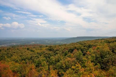 View of the valley and forest from the mountain top, Blue Mountain, Canada. Stock Photos