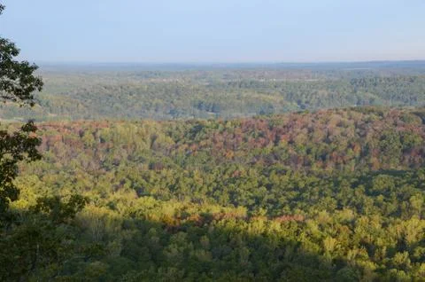 View of the valley below from the top of Morrow mountain state park. Stock Photos