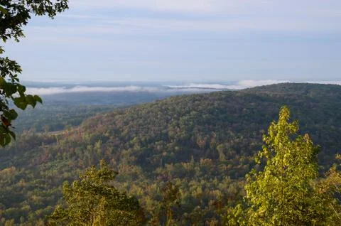 View of the valley below from the top of Morrow mountain state park. Stock Photos