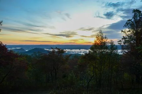 View of the valley below from the top of Morrow mountain state park. Stock Photos
